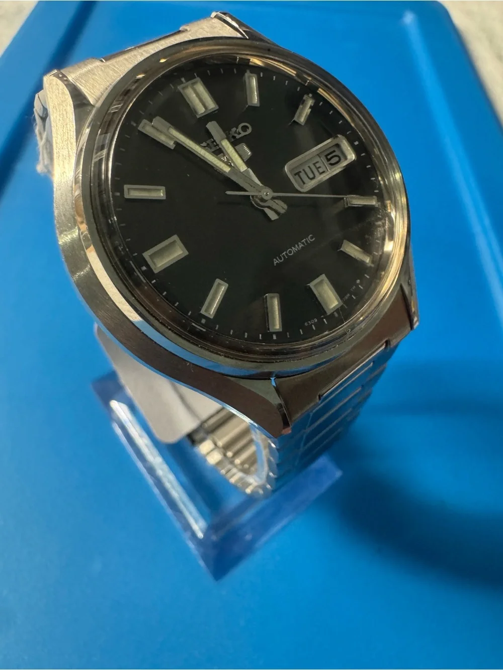 Seiko Black Dial Stainless Steel Automatic Watch